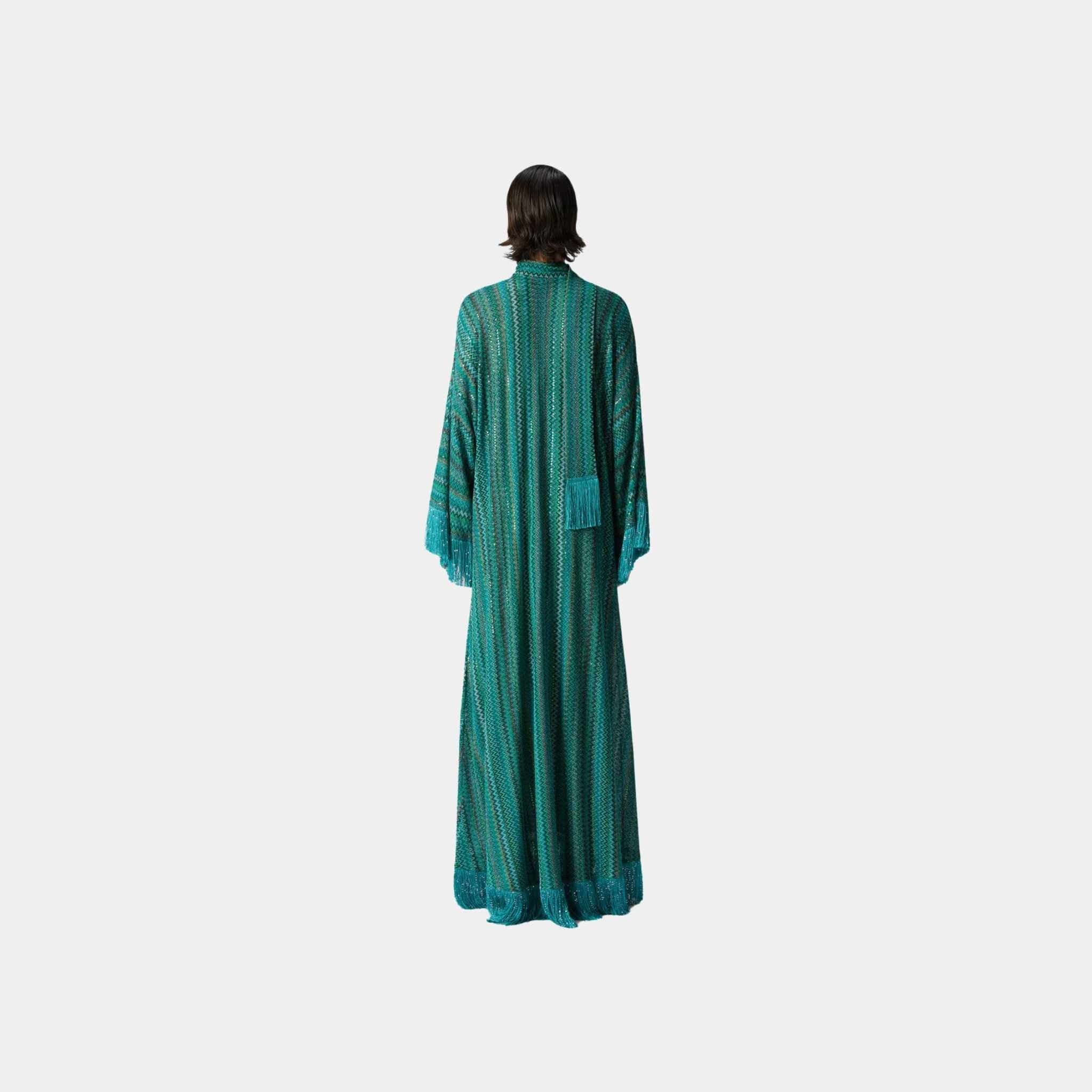 Zigzag V Neck Kaftan And Removable Scarf