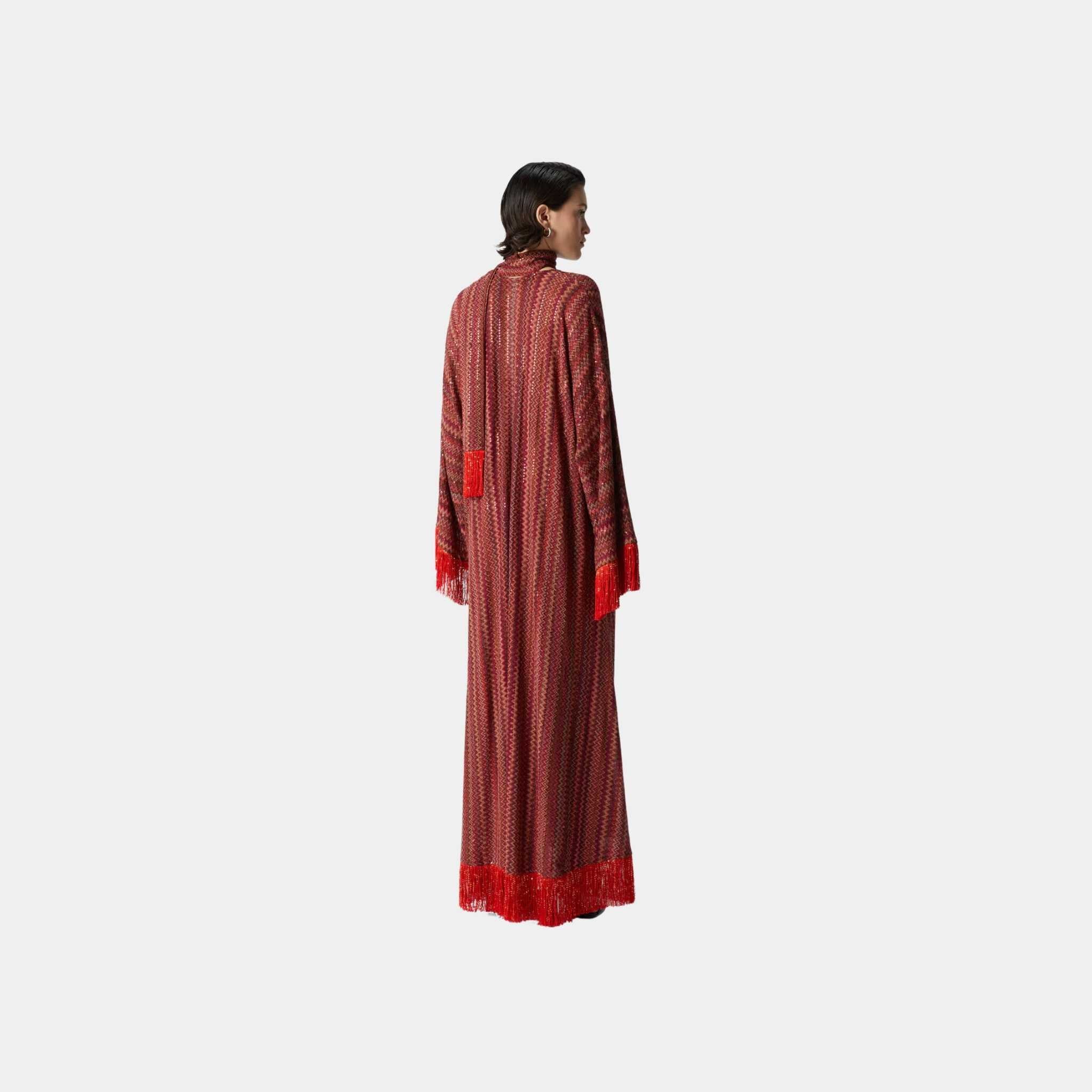 Zigzag V Neck Kaftan And Removable Scarf