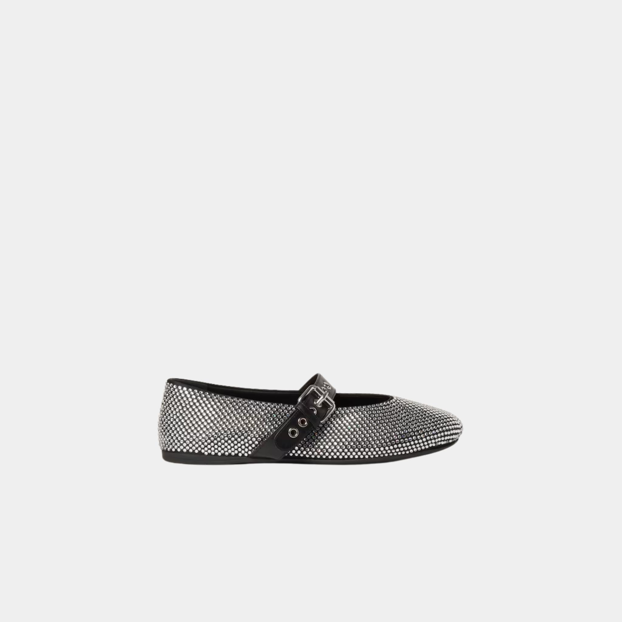 Satin Ballerinas With Artificial Crystals
