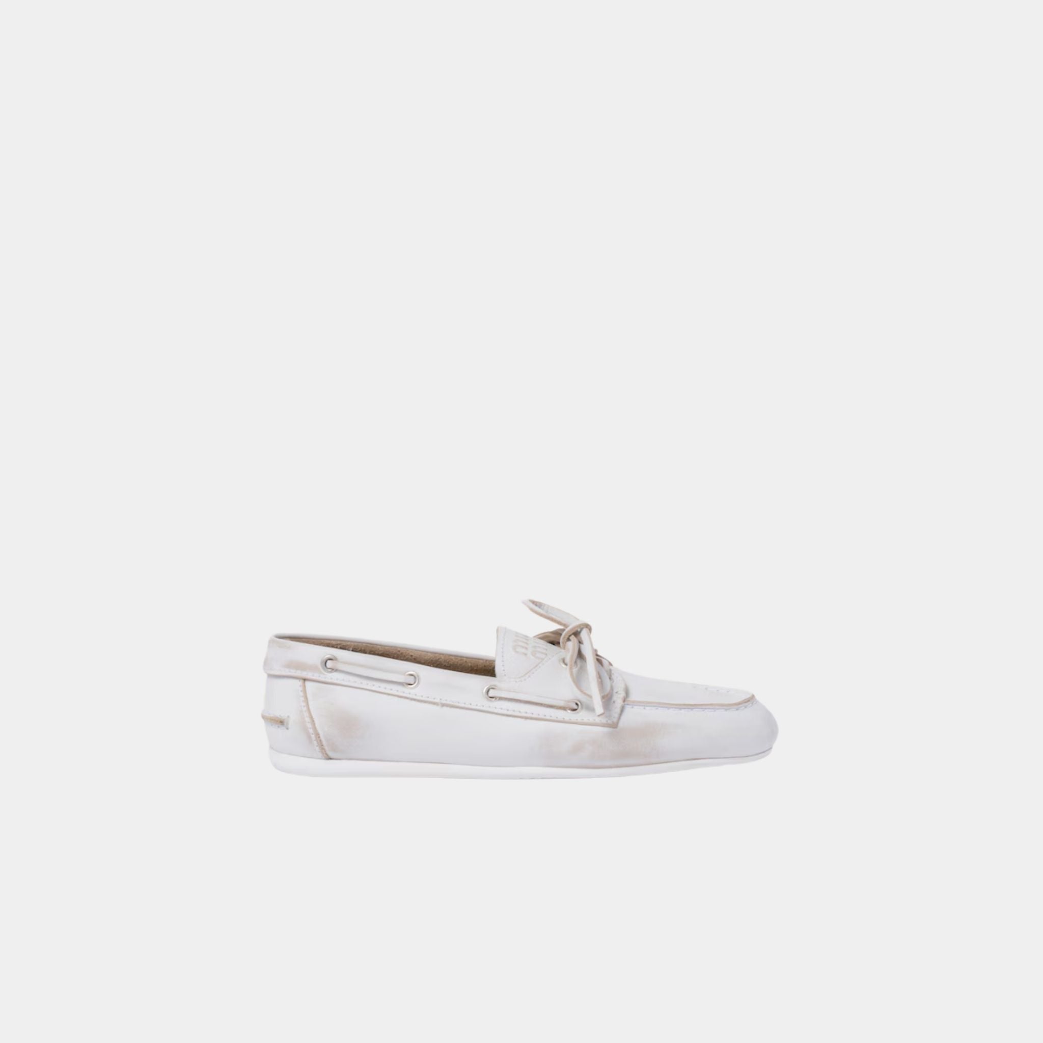 Unlined Bleached Leather Boat Shoes