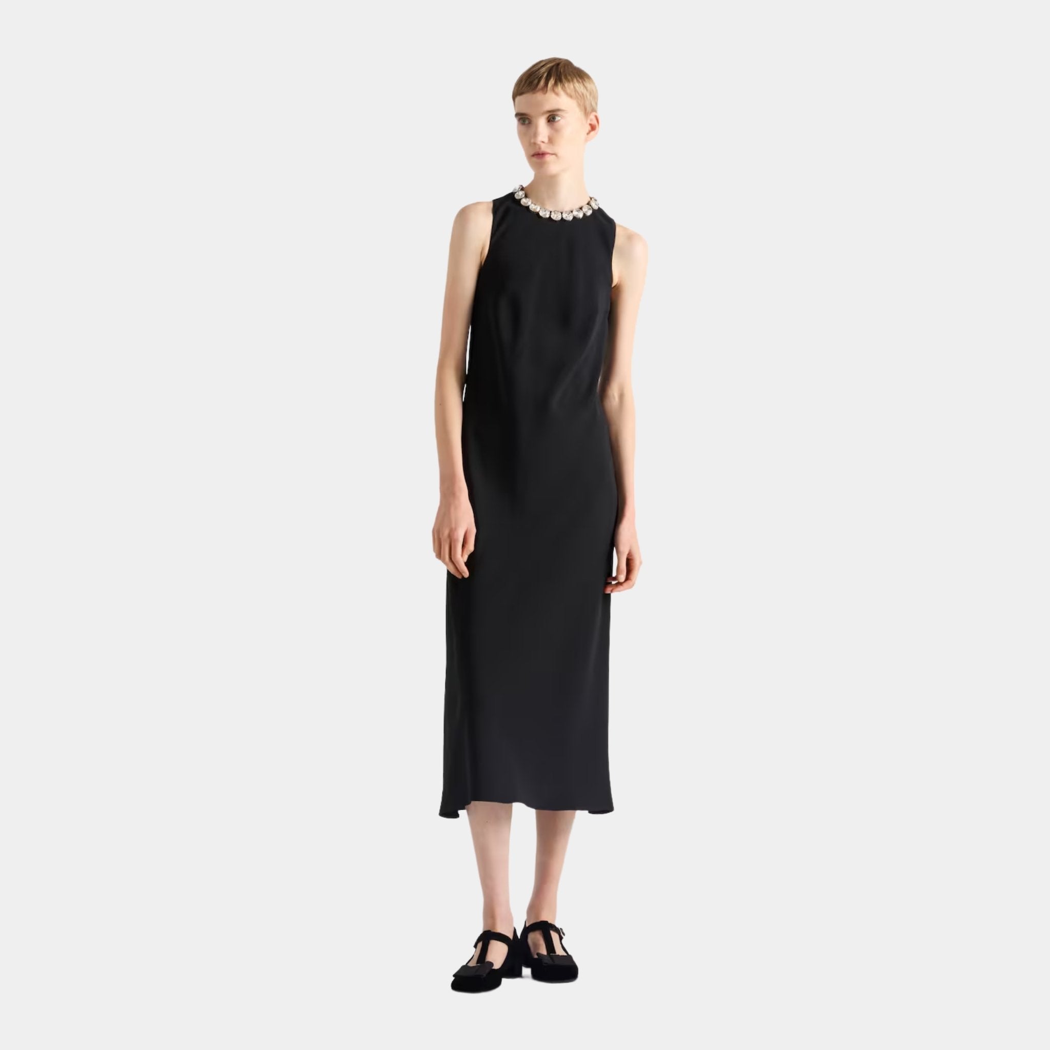 Embroidered Sablé Sheath Dress