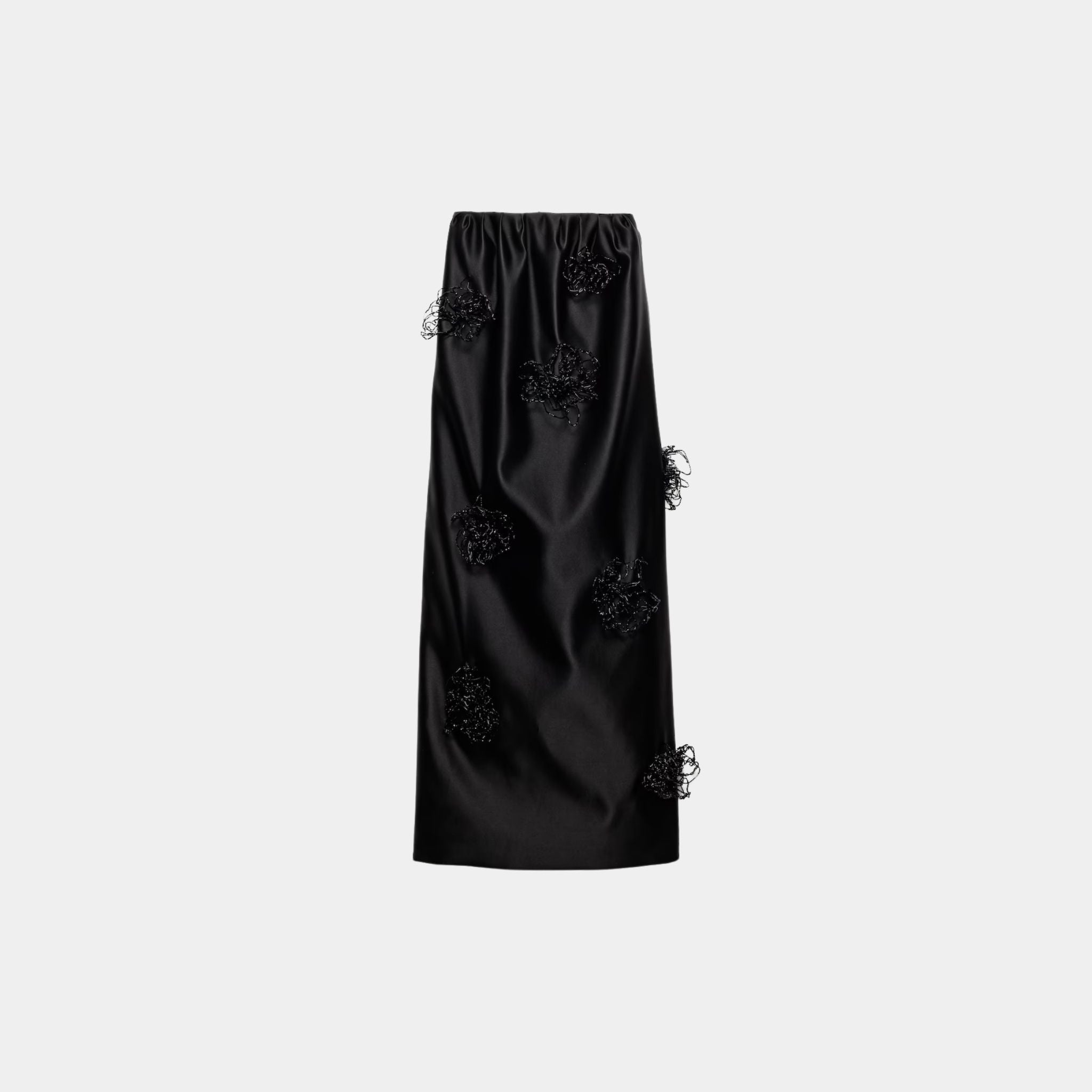 Long Embroidered Double Satin Skirt