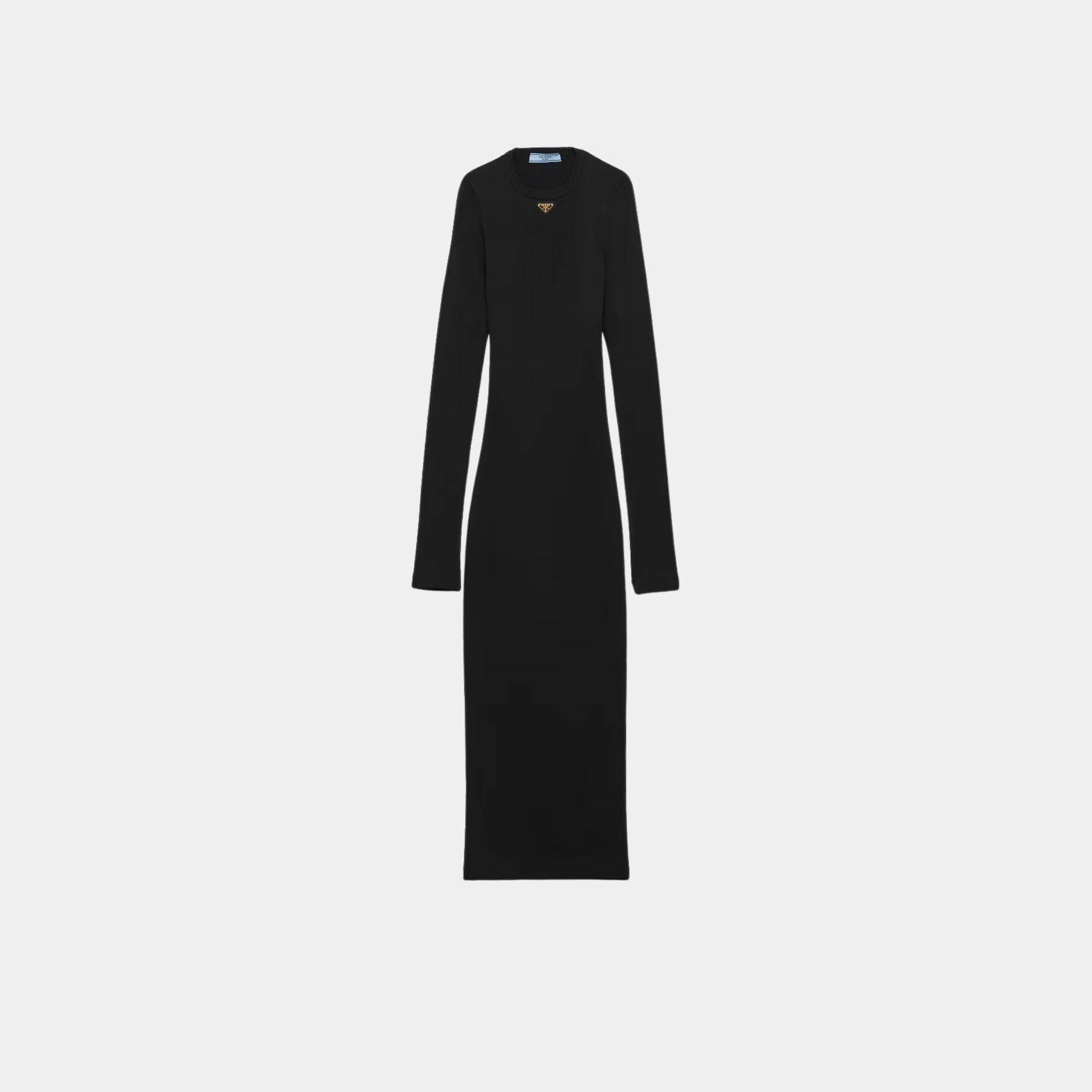 Ribbed Knit Jersey Long Sleeved Dress