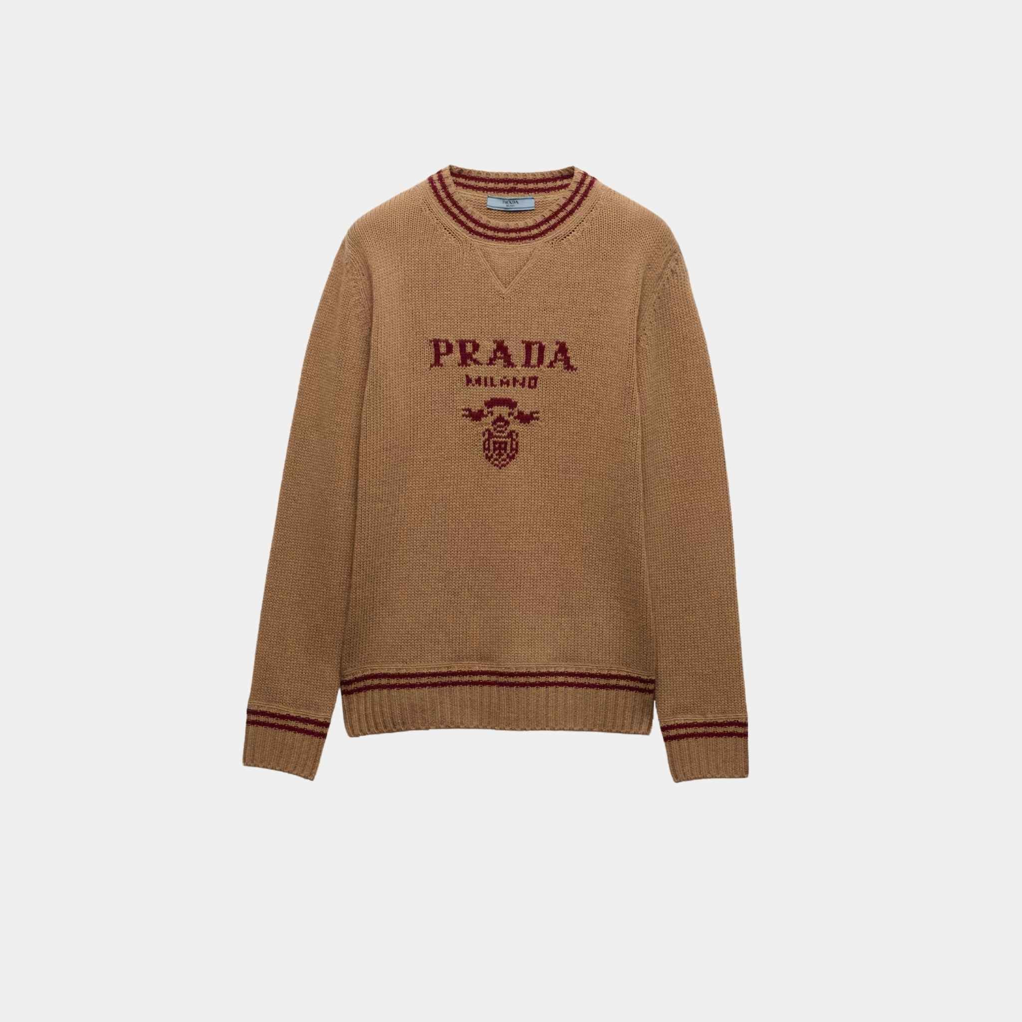 Wool Cashmere Instarsia Knit Crew-neck Sweater
