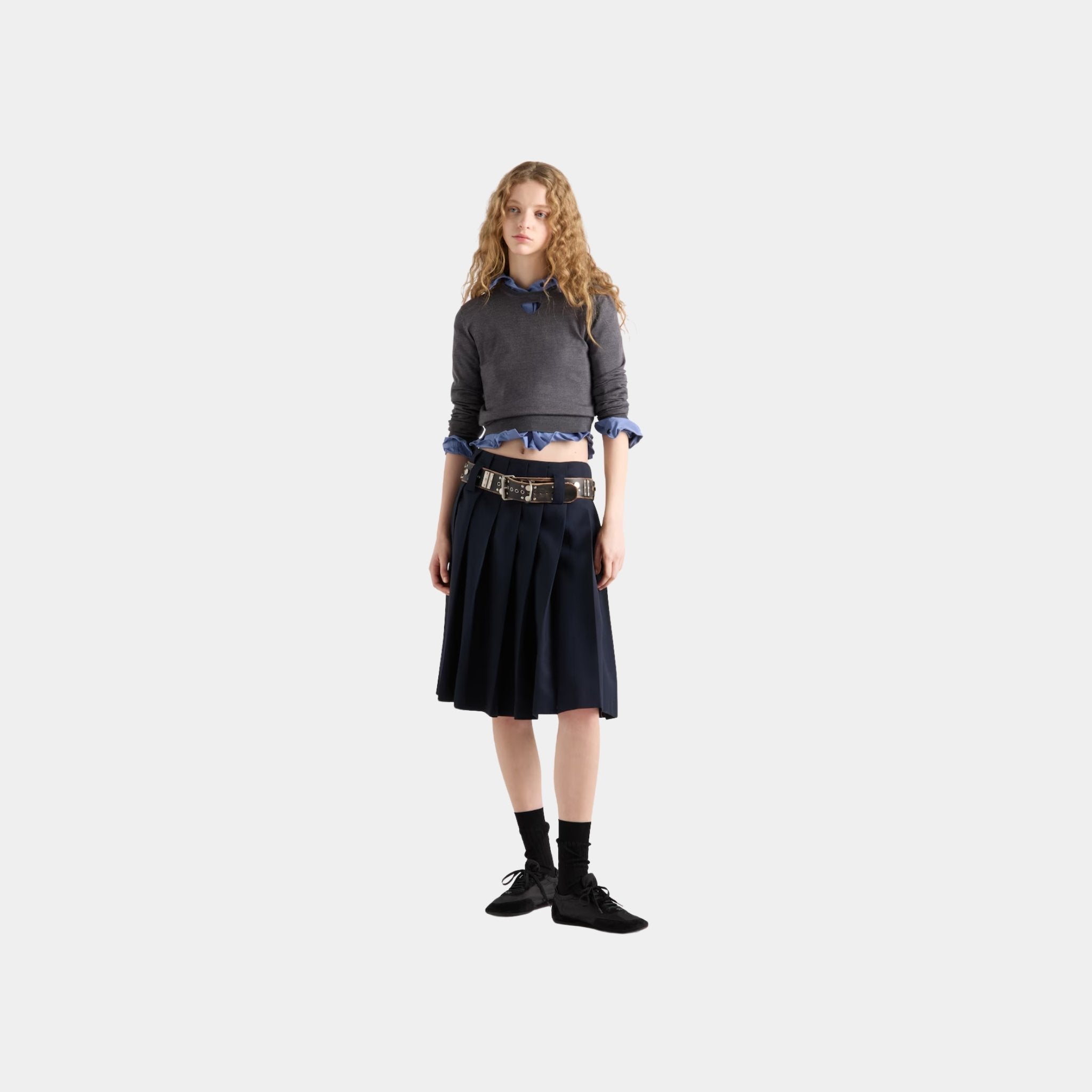 Wool Crew Neck Plain Knit Sweater