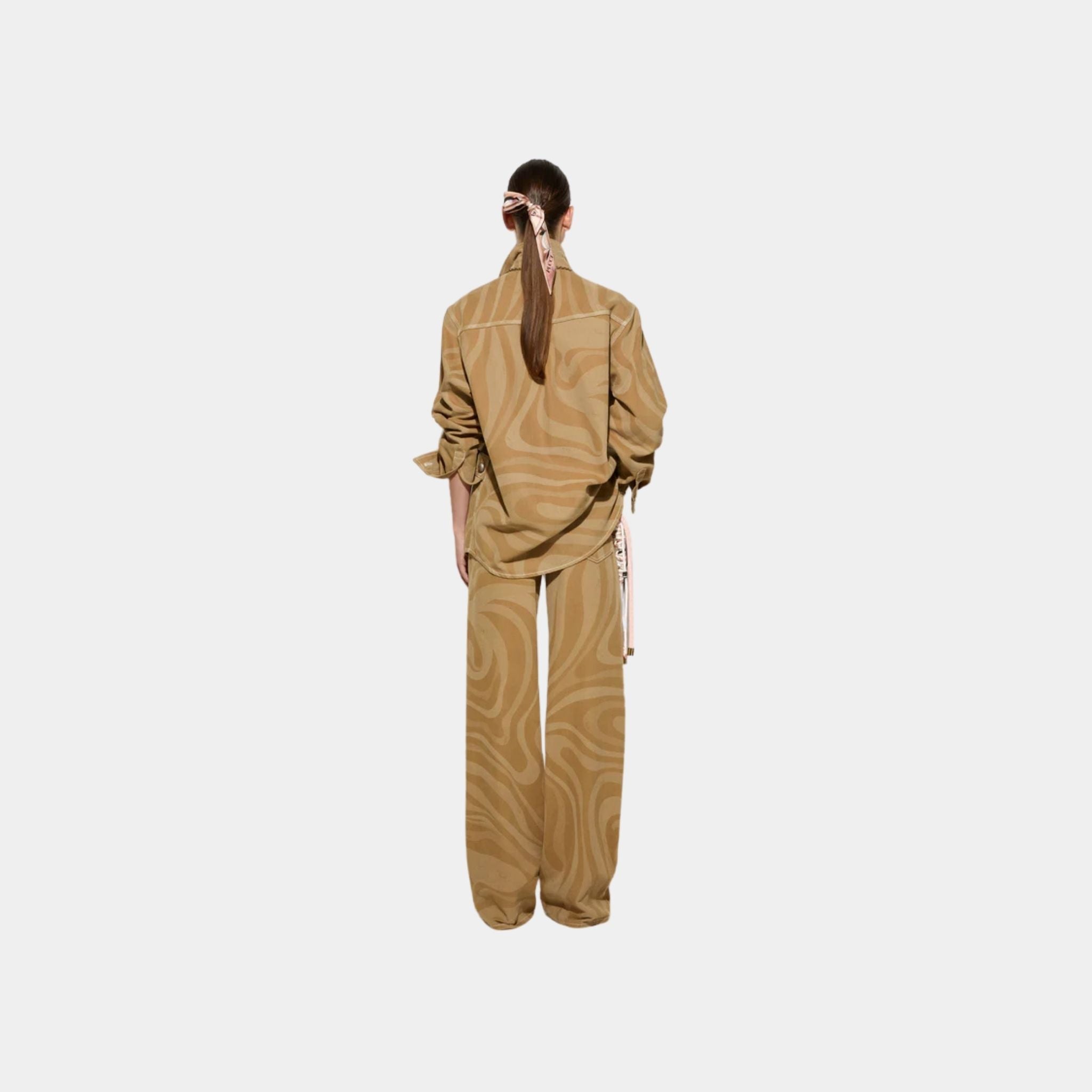 Marmo Print Canvas High Waist Pants