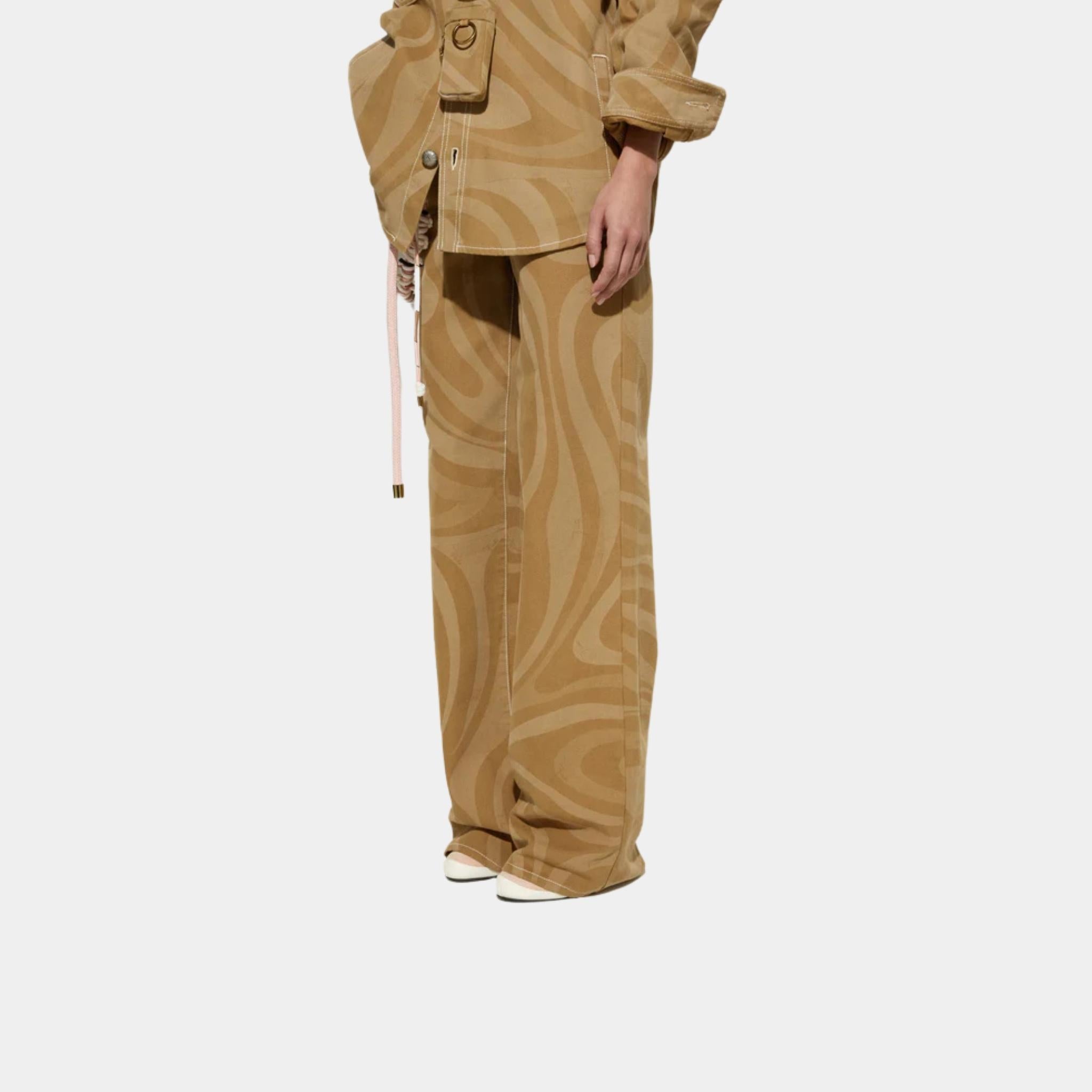 Marmo Print Canvas High Waist Pants