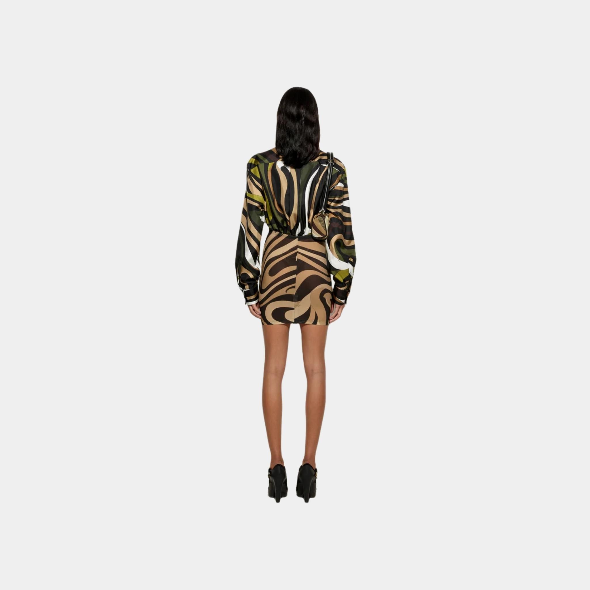 Marmo Print Long Sleeves Mini Dress
