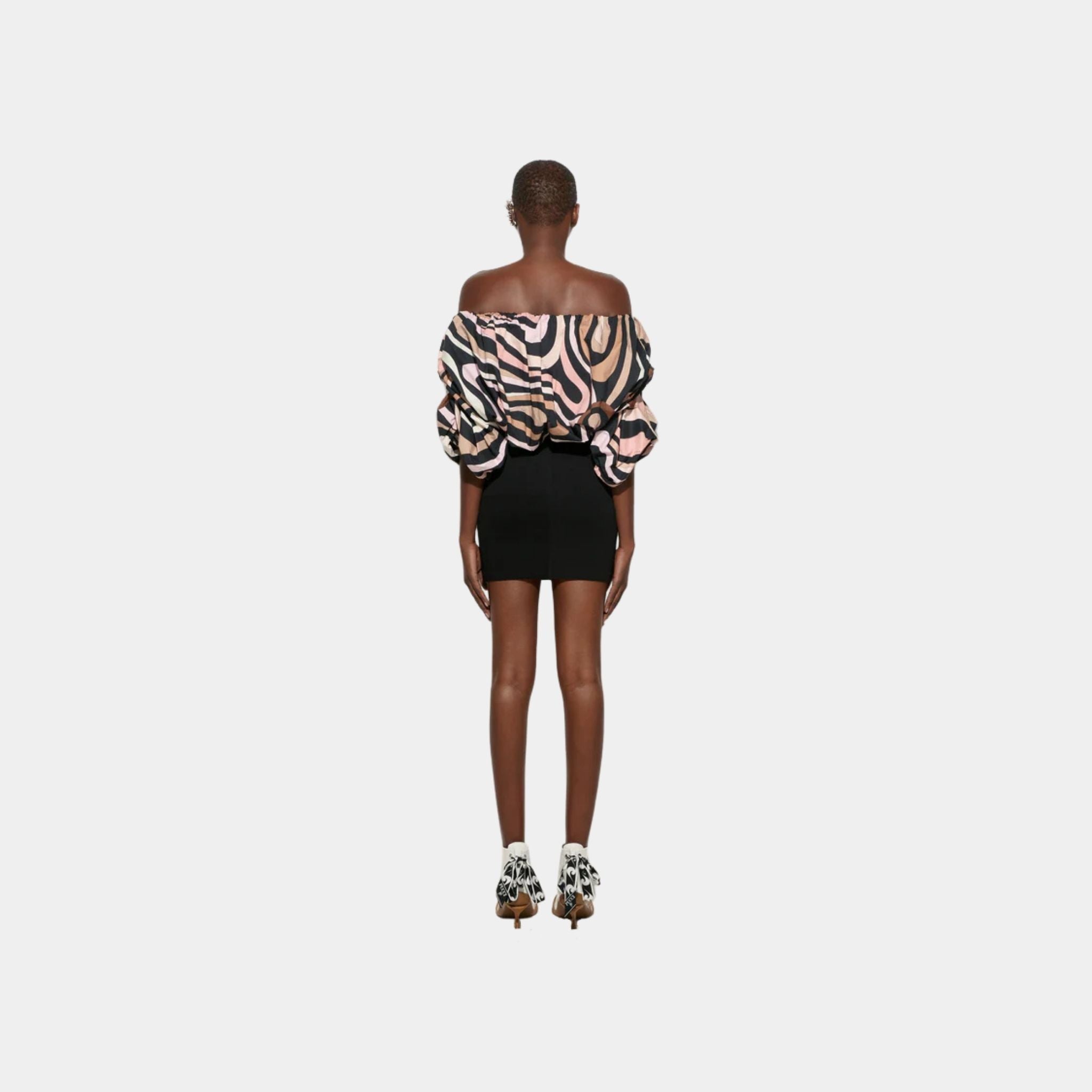 Marmo Print Off The Shoulder Mini Dress