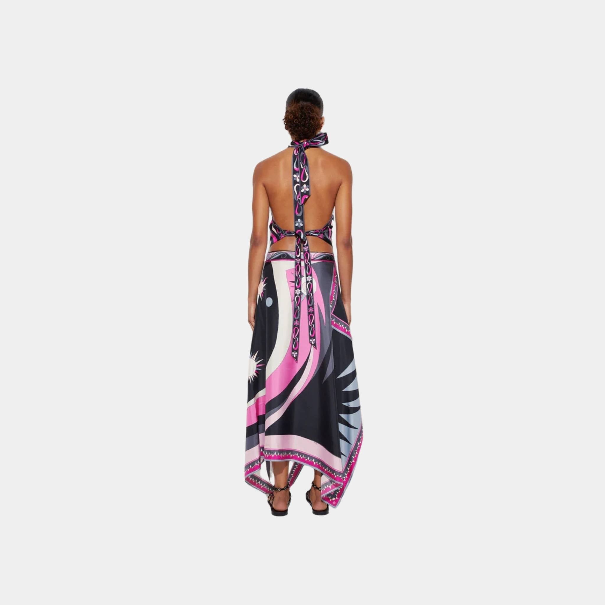 Marmo Print Silk Twill Drop Top