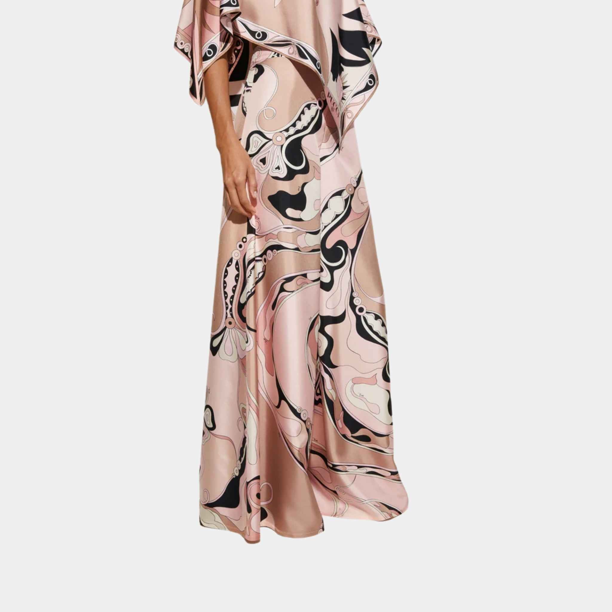 Orchidee Print Silk Twill Wide-Leg Pants