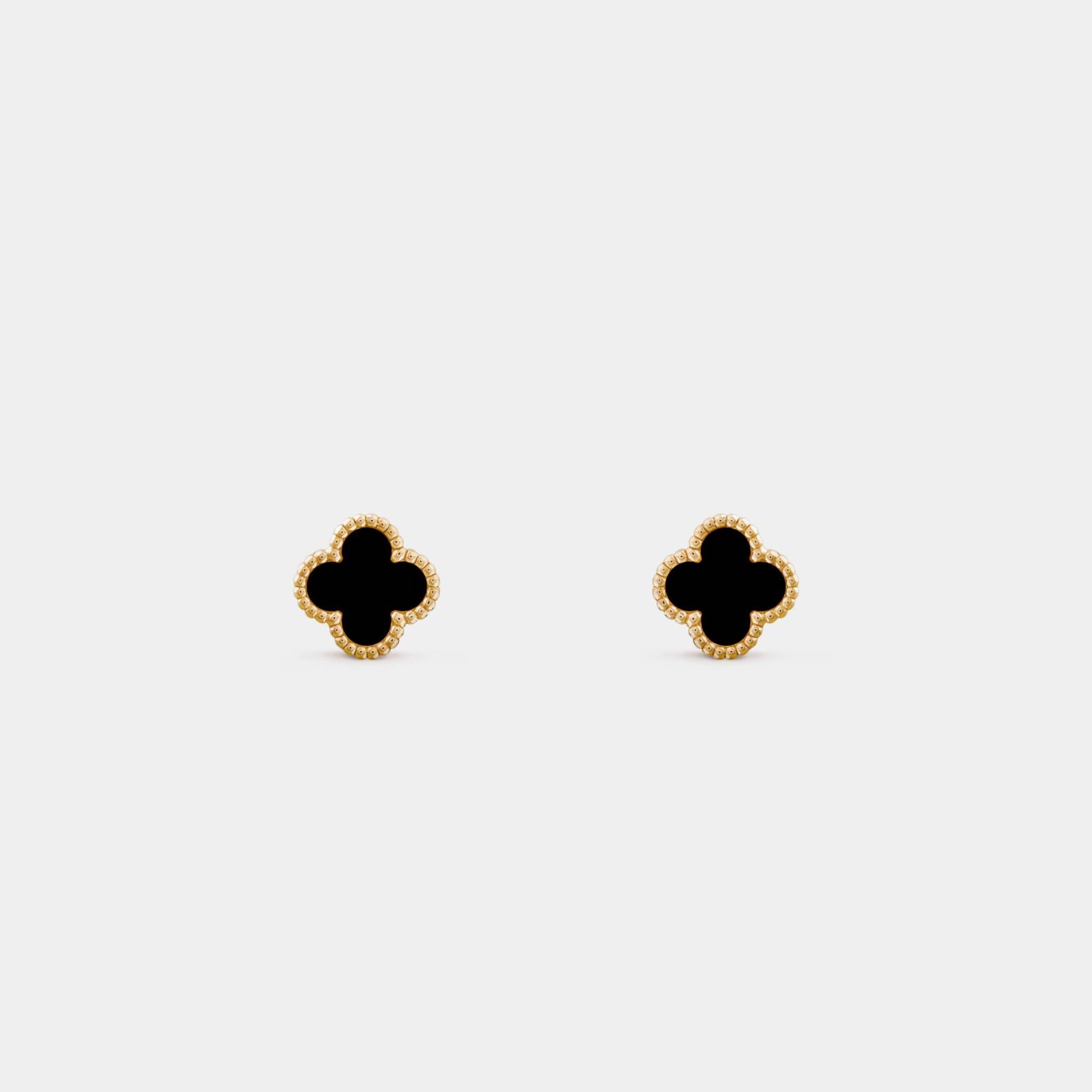Sweet Alhambra Earstuds Yellow Gold Onyx