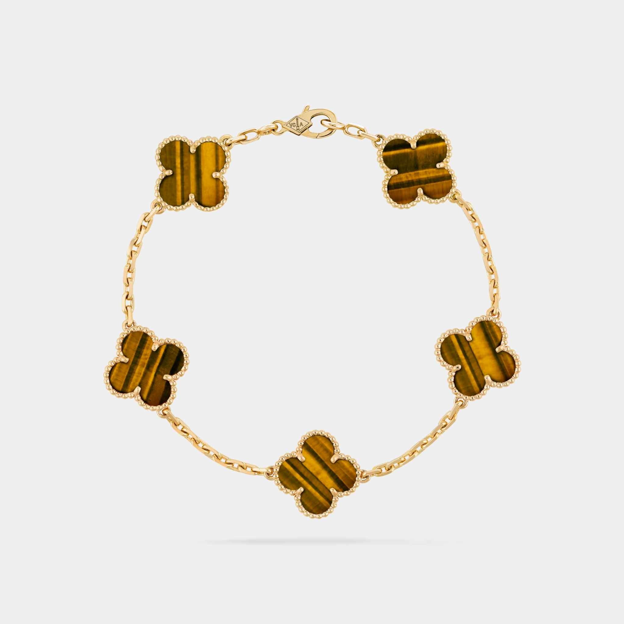 Alhambra Vintage Gold Motifs Bracelet Tiger Eye