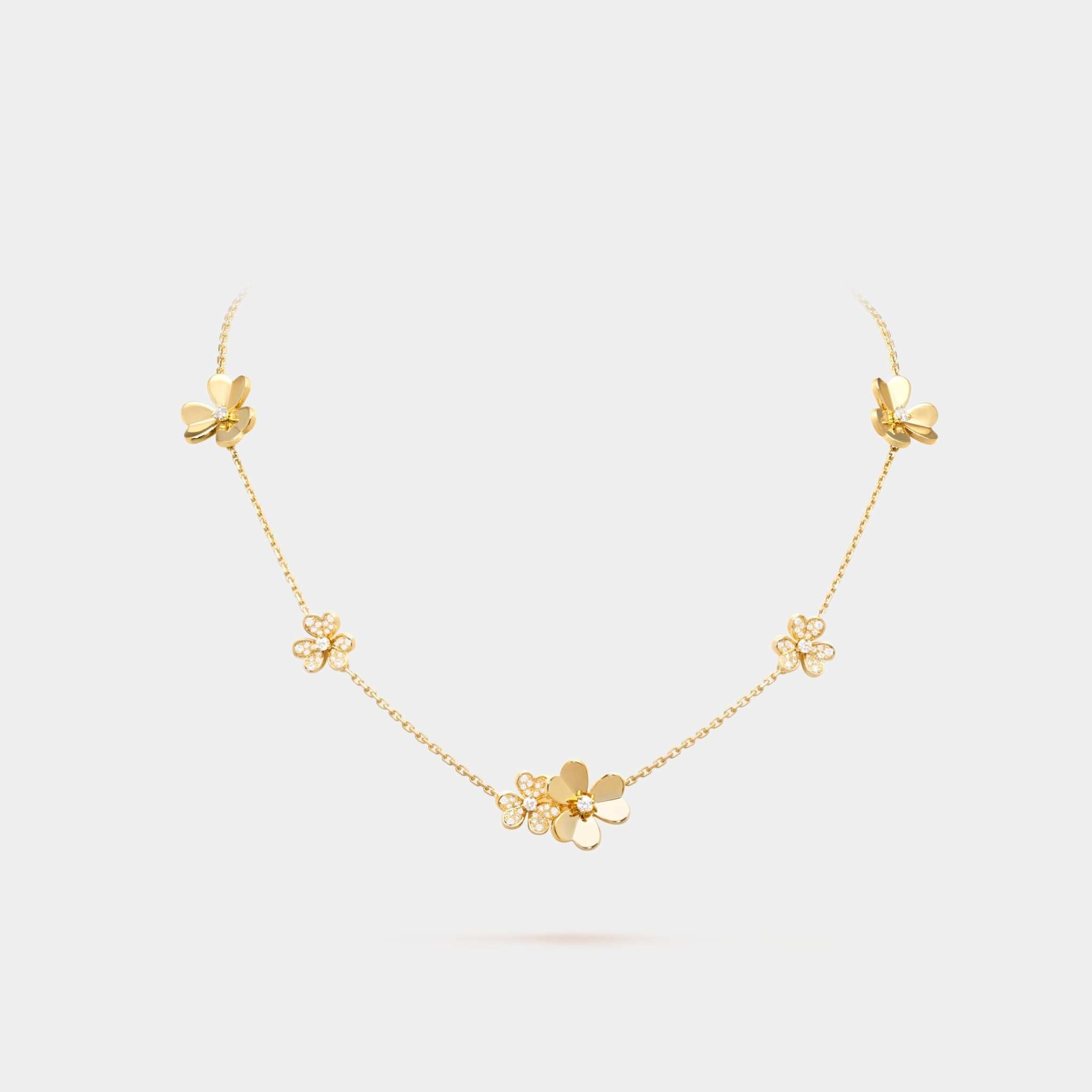 Frivole Necklace 9 Flowers Yellow Gold Diamond