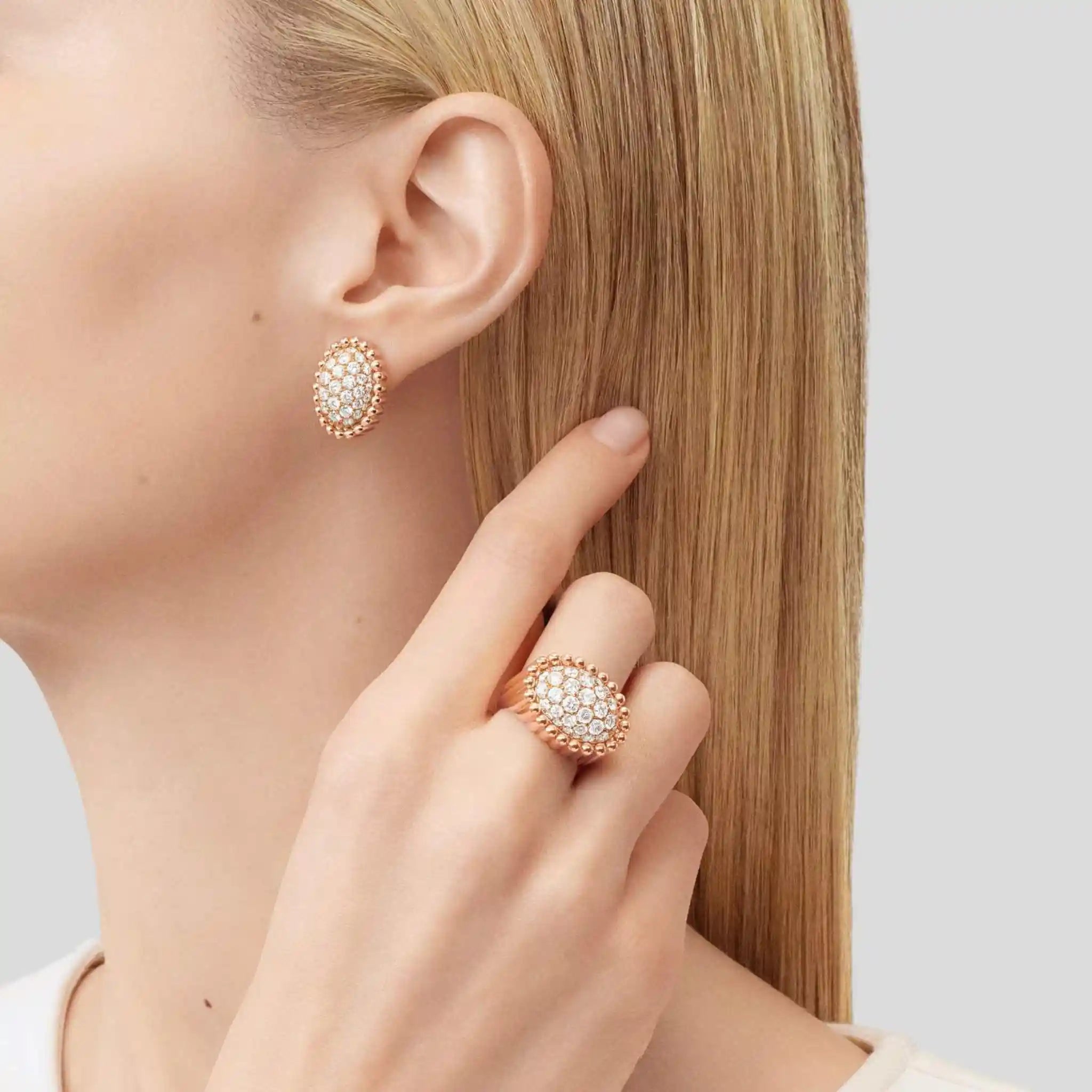 Perlée Diamonds Pavé Earrings Rose Gold Diamond