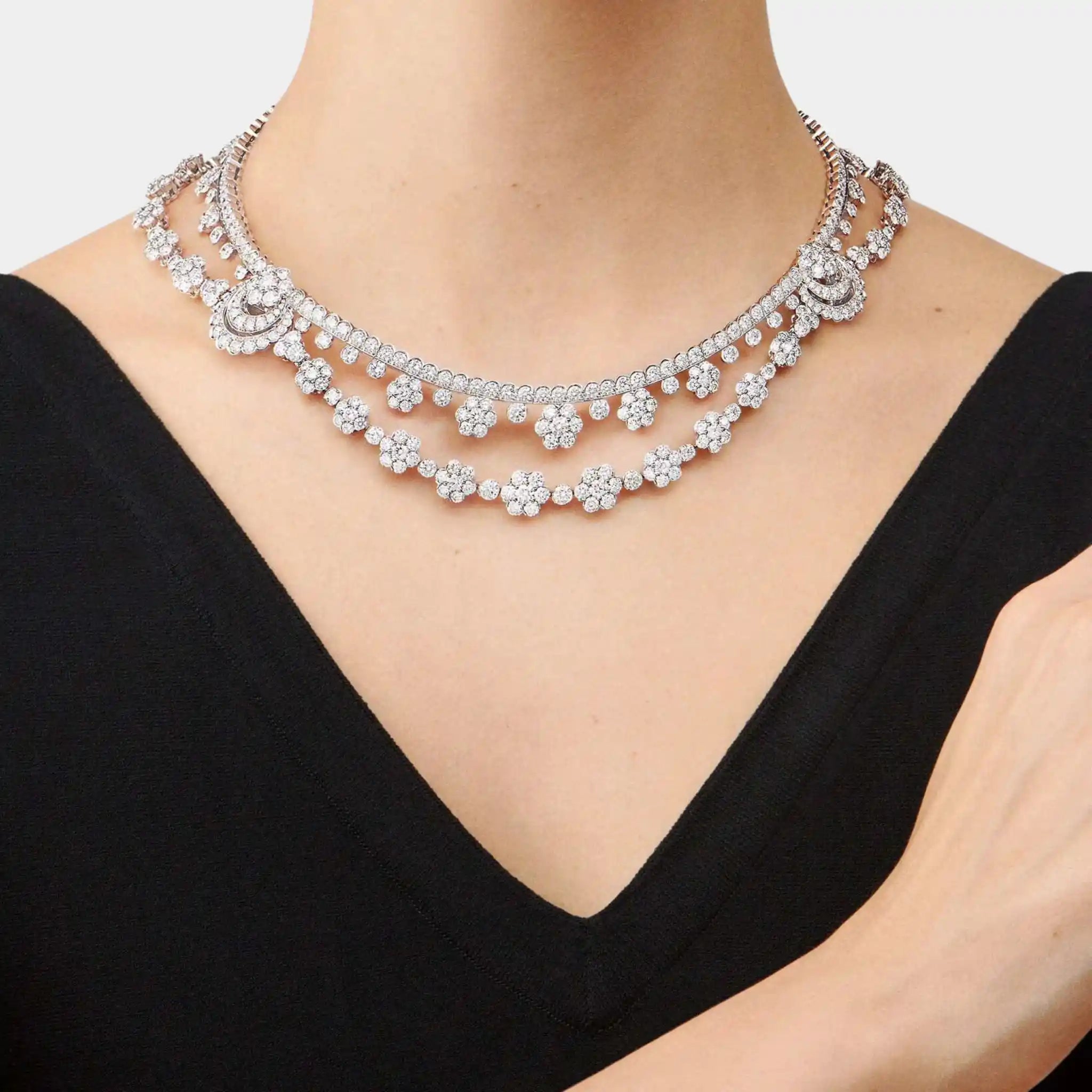 Snowflake Transformable Necklace in Platinum & Diamond