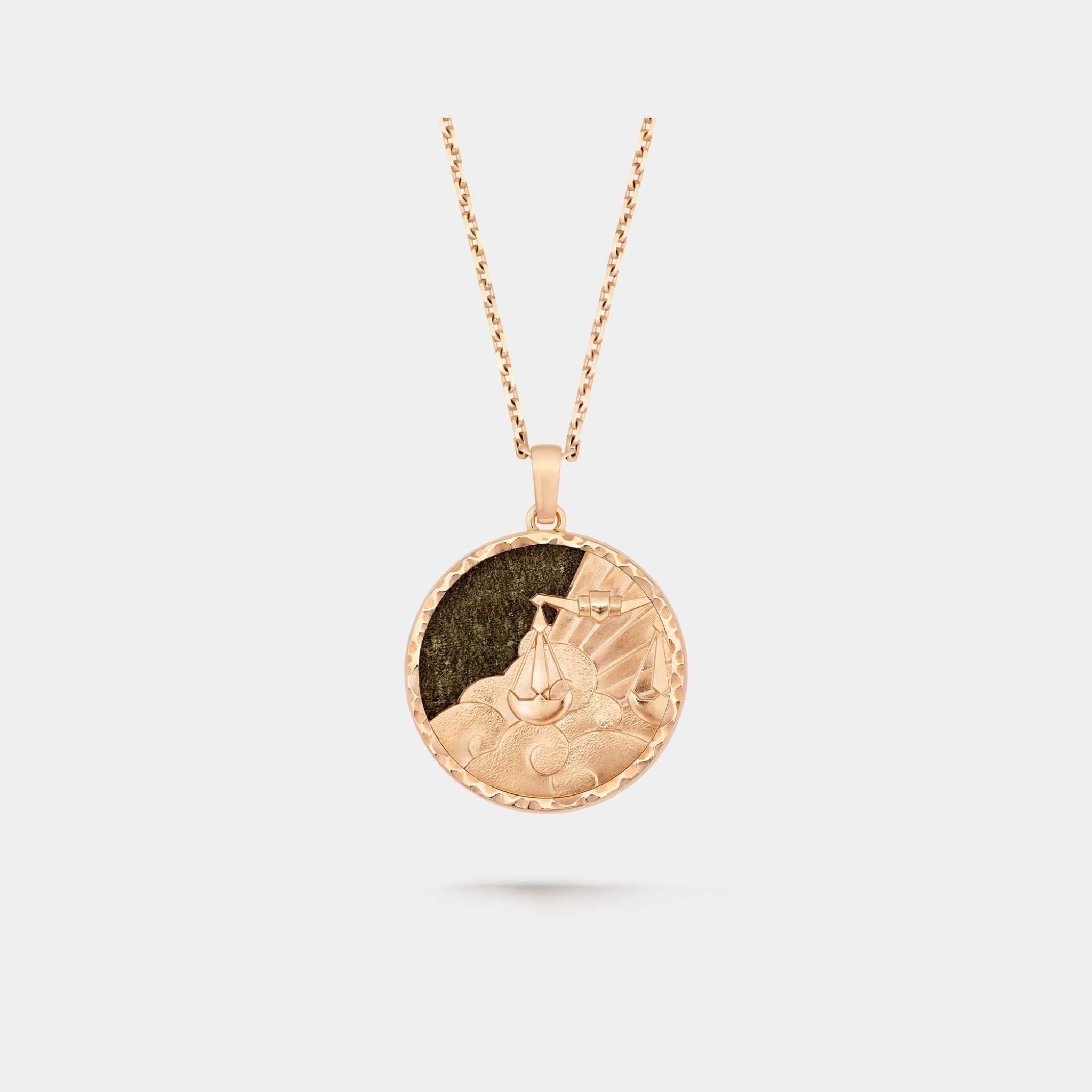 Zodiaque Long necklace Librae Rose Gold Obsidian