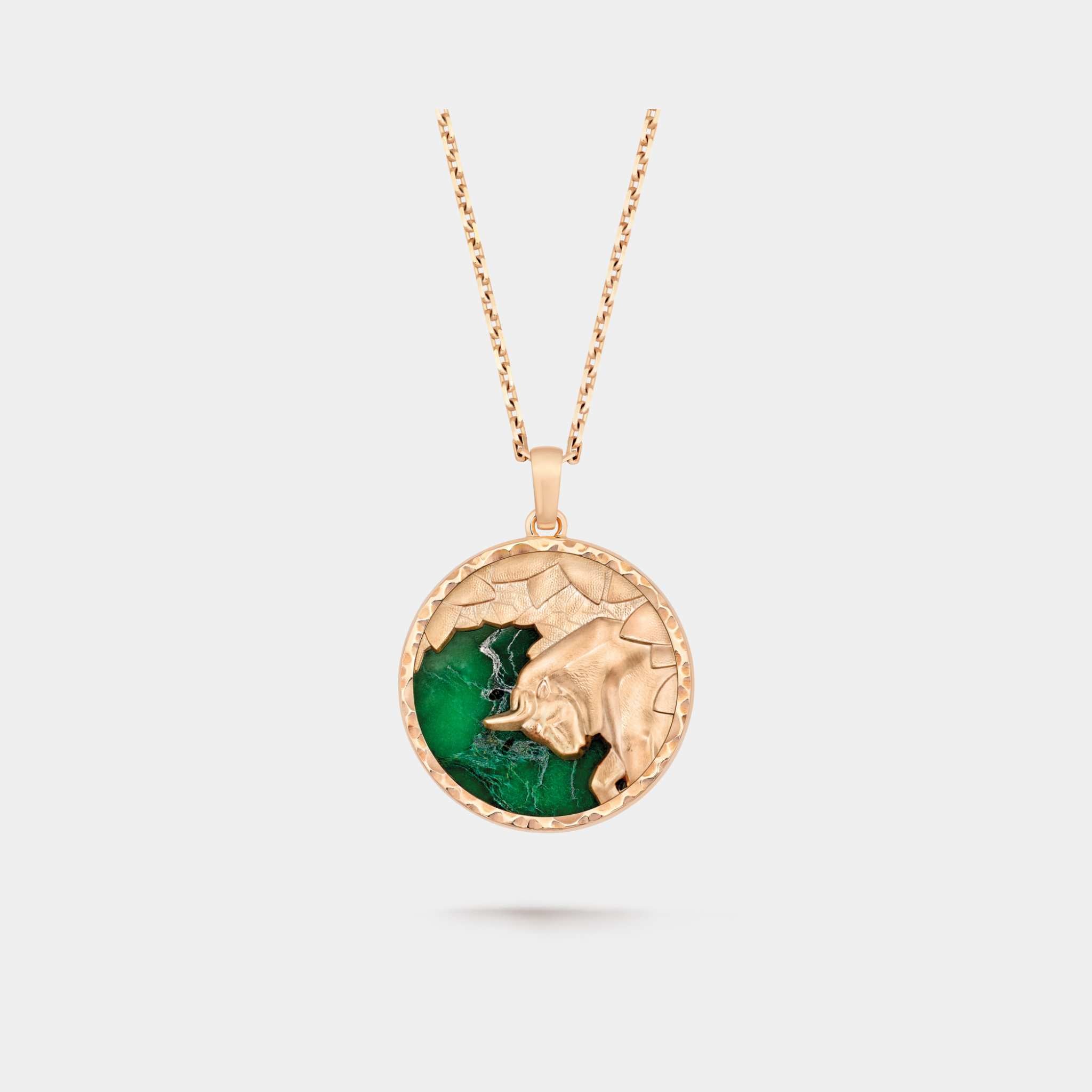 Zodiaque Tauri Long Necklace in Rose Gold & Aventurine