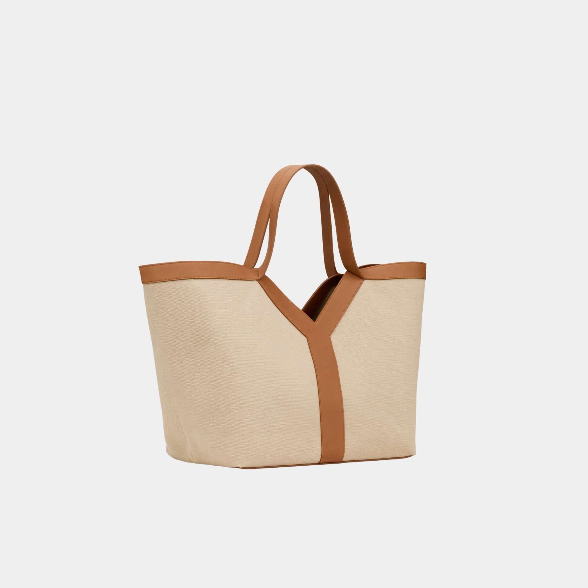 Y Tote In Canvas And Vegetable-Tanned Leather