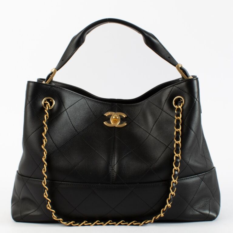 Chanel Black Leather Shopping Bag