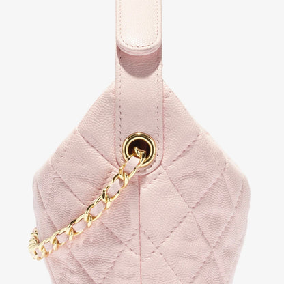 Clutch With Chain in Grained Shiny Calfskin