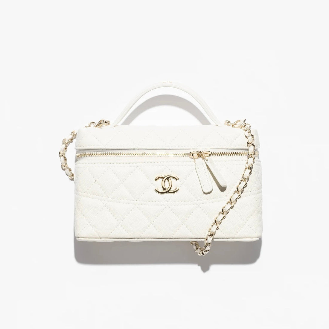 Vanity Top-handle with Chain Grained Shiny Calfskin
