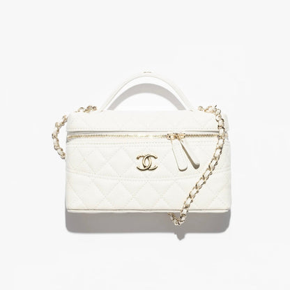 Vanity Top-handle with Chain Grained Shiny Calfskin