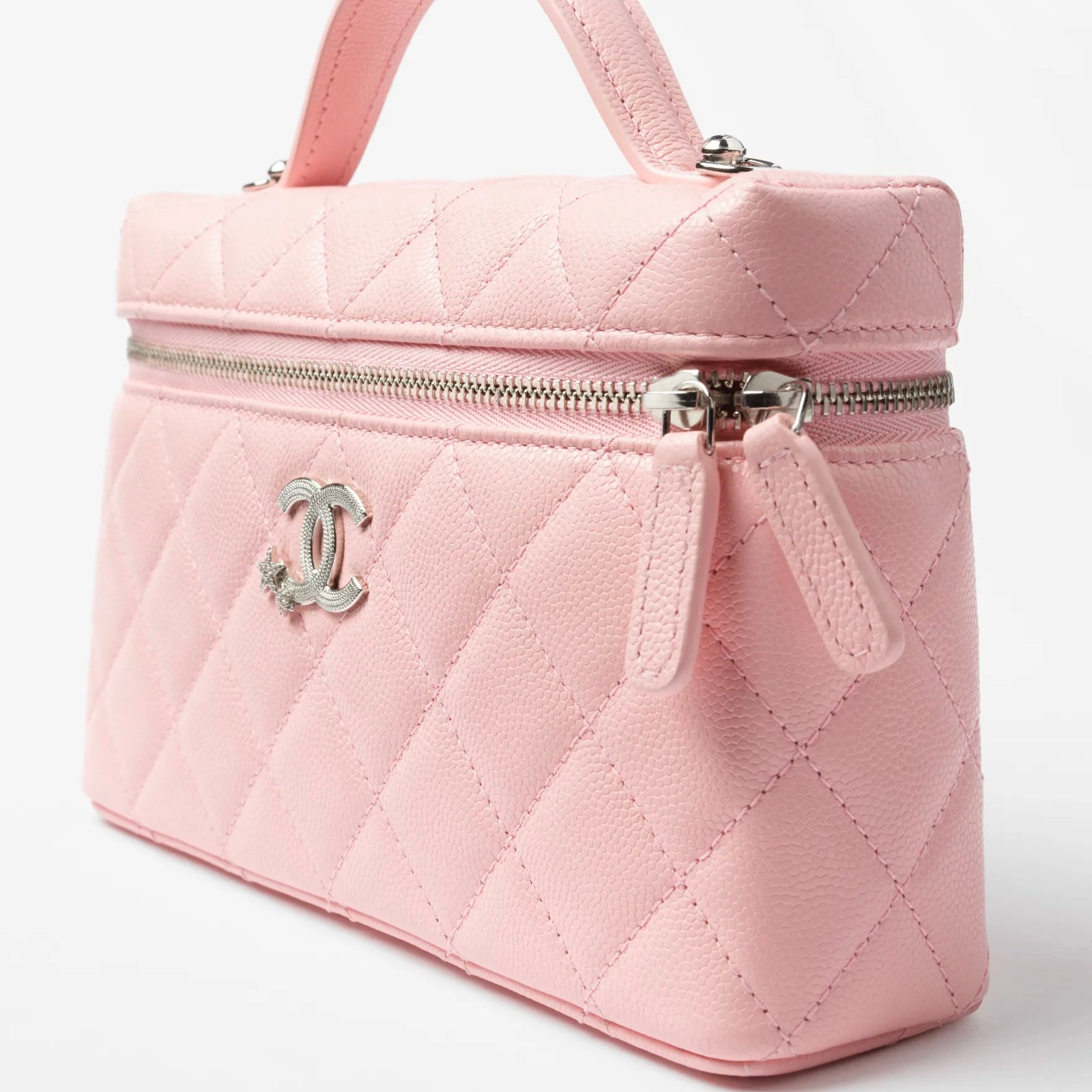 Vanity With Chain Shiny Grained Calfskin Light Pink