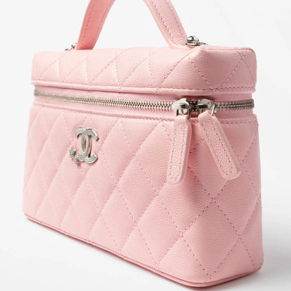 Vanity With Chain Shiny Grained Calfskin Light Pink