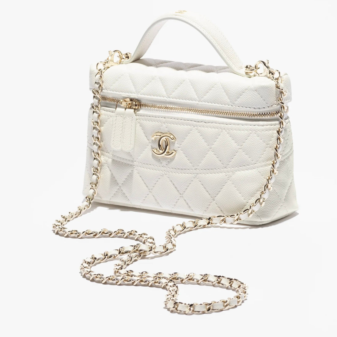 Vanity Top-handle with Chain Grained Shiny Calfskin
