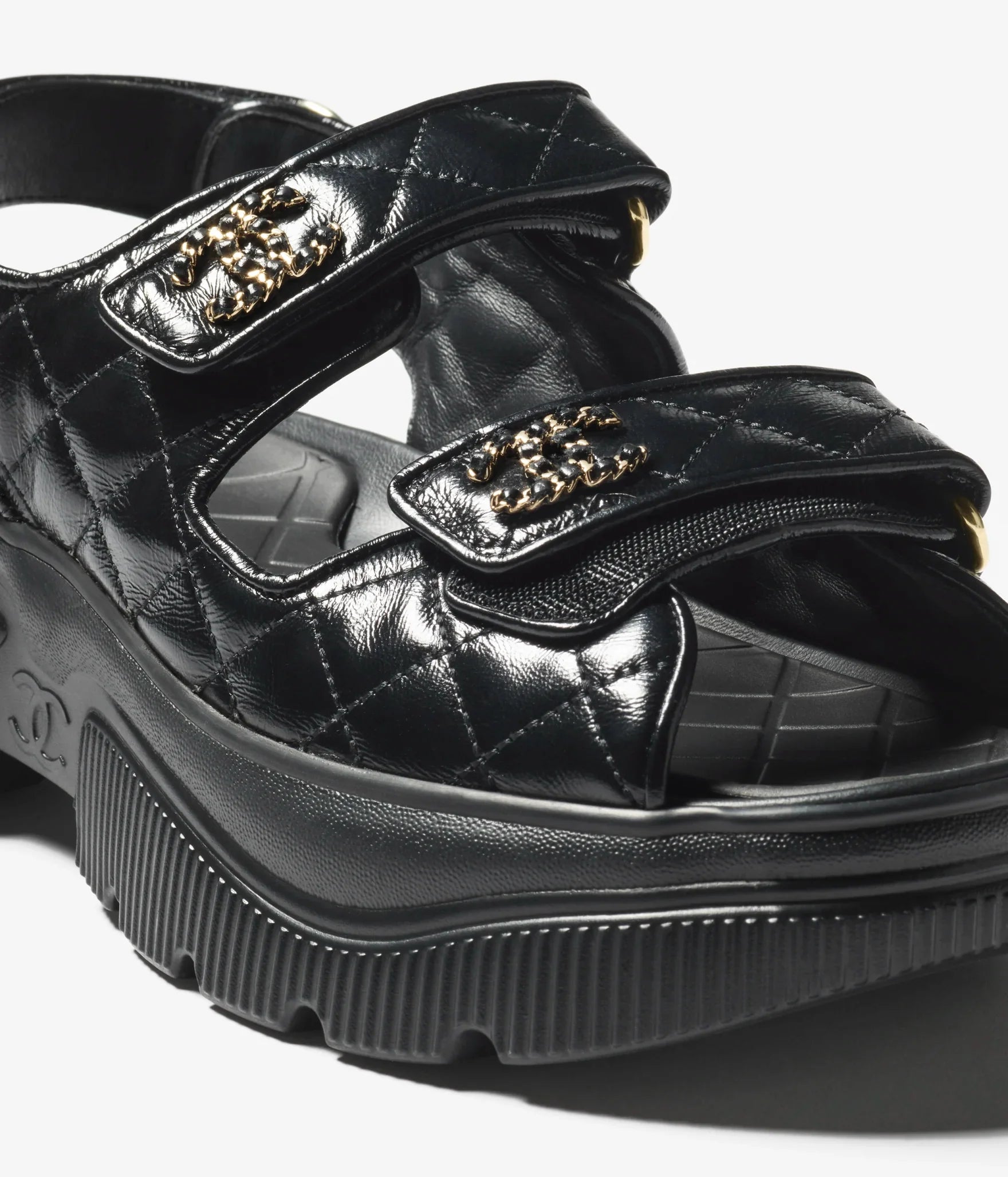 Chanel SANDALS Shiny Calfskin  Black