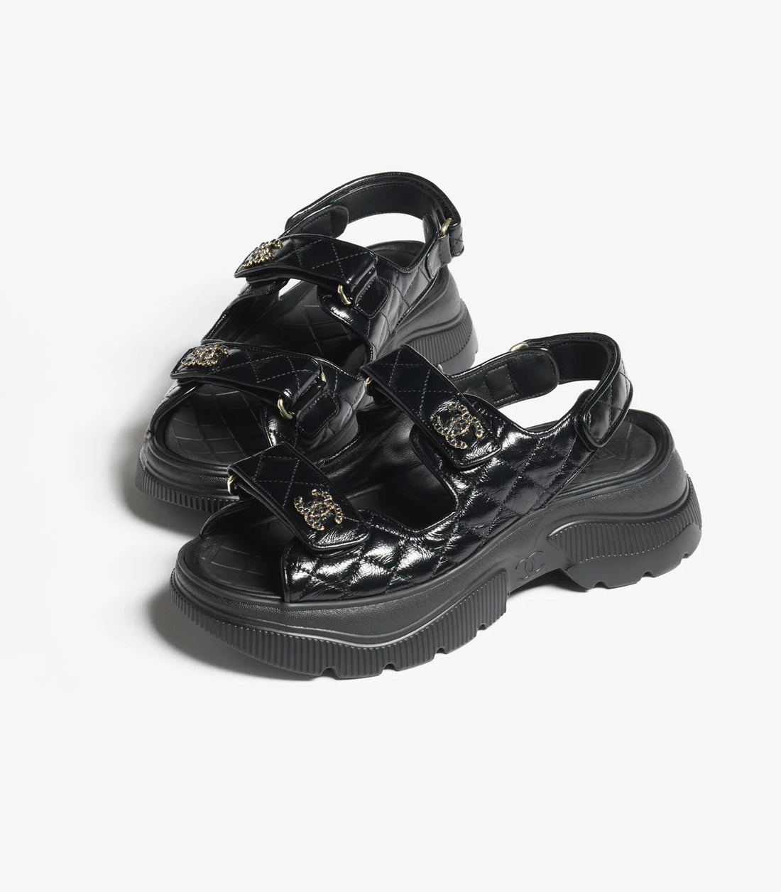 Chanel SANDALS Shiny Calfskin  Black