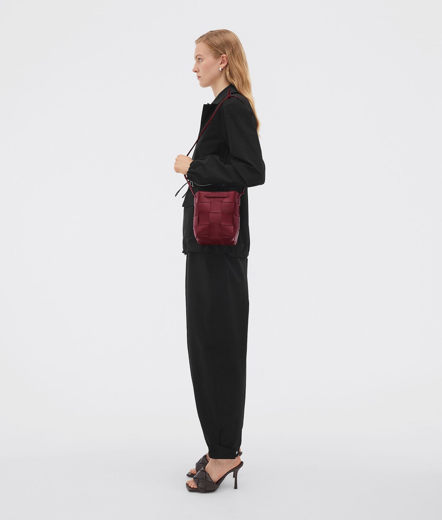 Small Cassette Cross-Body Bucket  “Bordeaux”