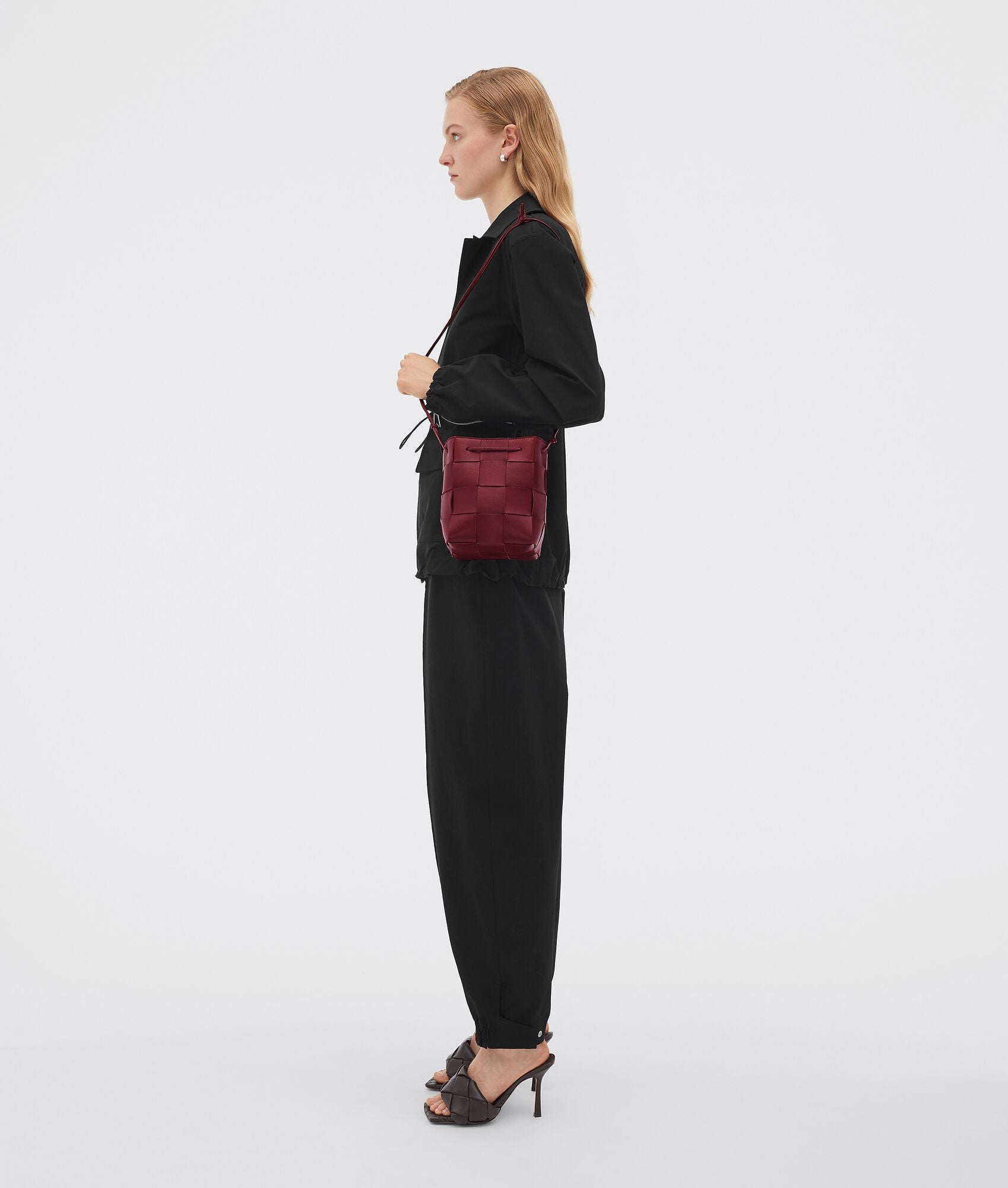 Small Cassette Cross-Body Bucket  “Bordeaux”