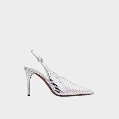 Art Deco Slingbacks In Mirror Calfskin