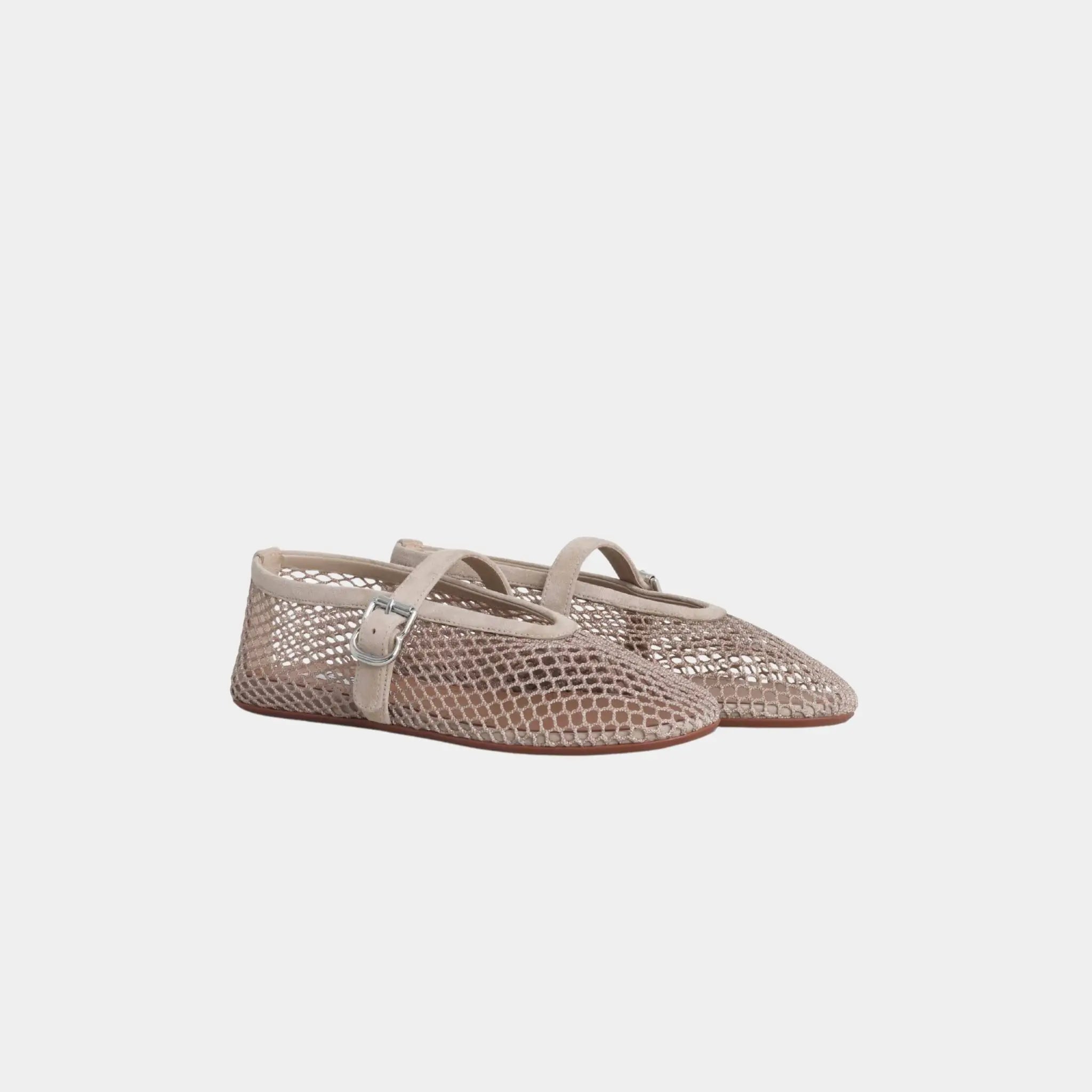 Ballet Flats in Fishnet and Suede Goatskin