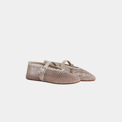 Ballet Flats in Fishnet and Suede Goatskin