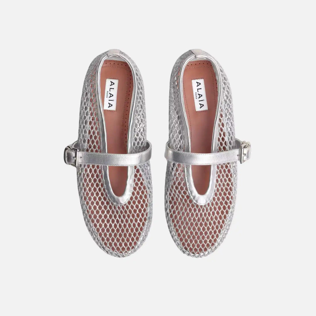 Ballet Flats In Laminated Fishnet