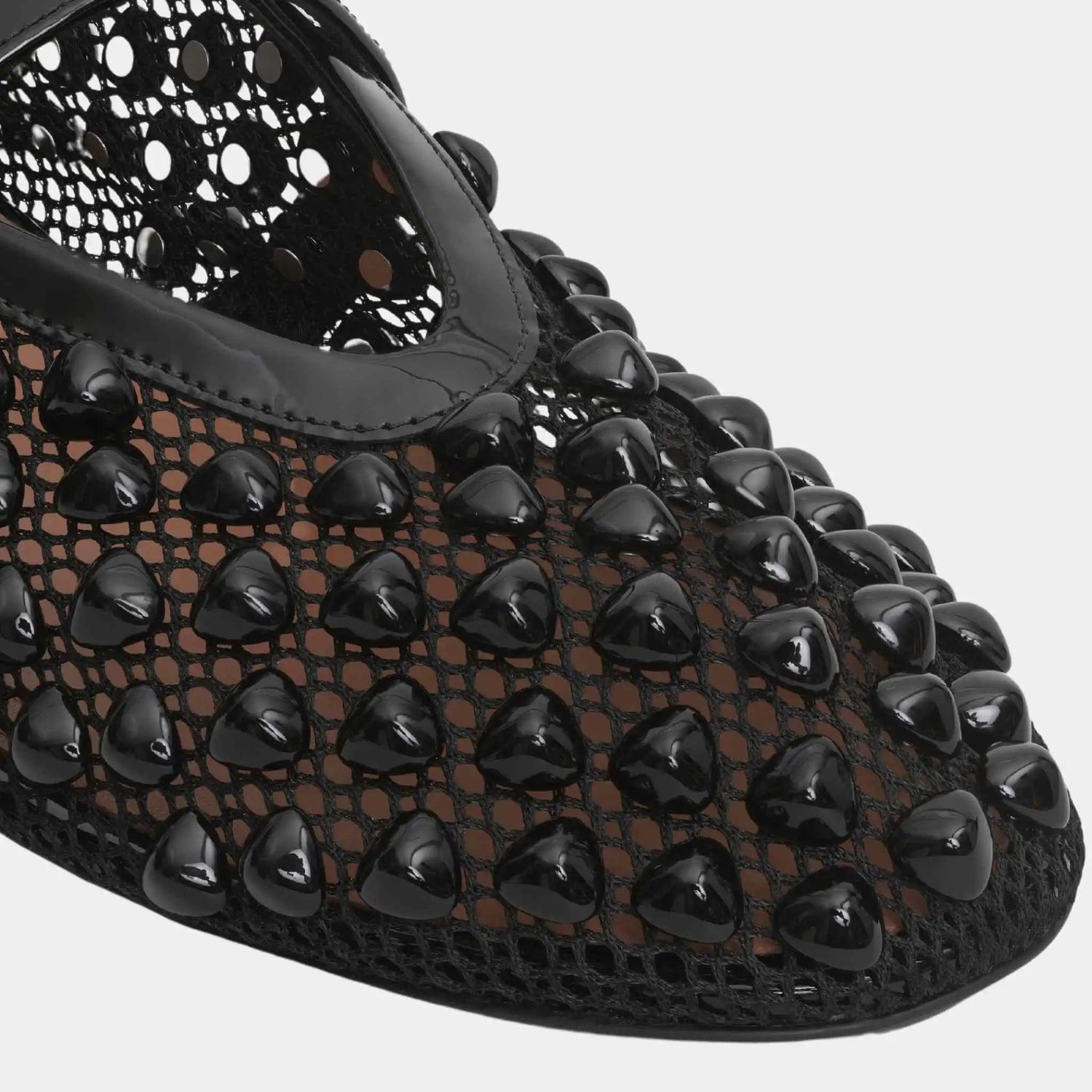 Ballet flats With Studs On Fishnet