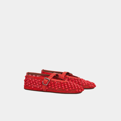 Ballet flats With Studs On Fishnet