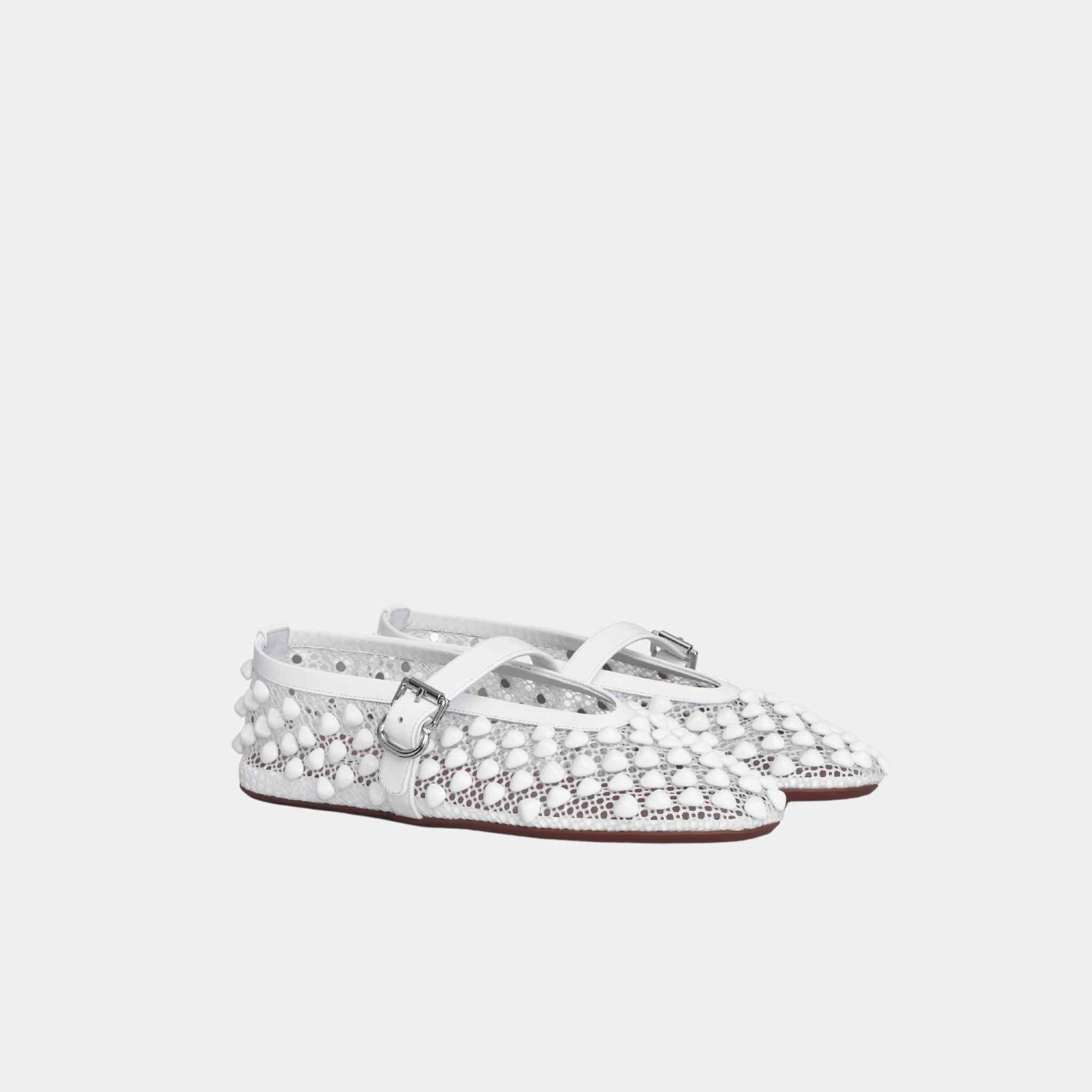 Ballet flats With Studs On Fishnet