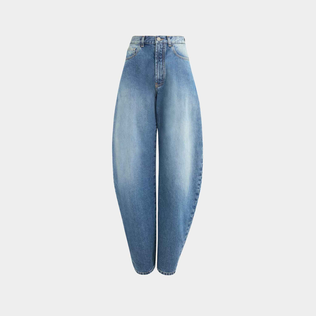 Barrel Leg Jeans In Faded Denim