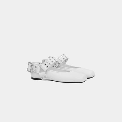 Biker Ballet Flats In Calfskin