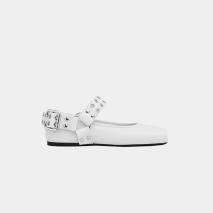 Biker Ballet Flats In Calfskin