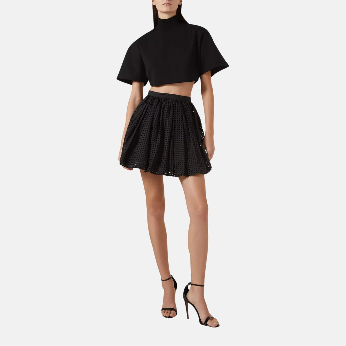 Bubble Mini Skirt In Perforated Poplin