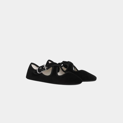 Criss Cross Ballet Flats in Velvet