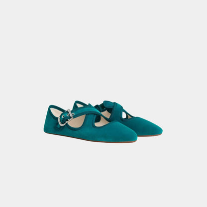 Criss Cross Ballet Flats in Velvet