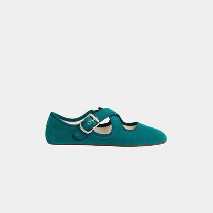 Criss Cross Ballet Flats in Velvet
