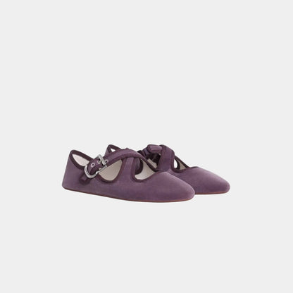 Criss Cross Ballet Flats in Velvet