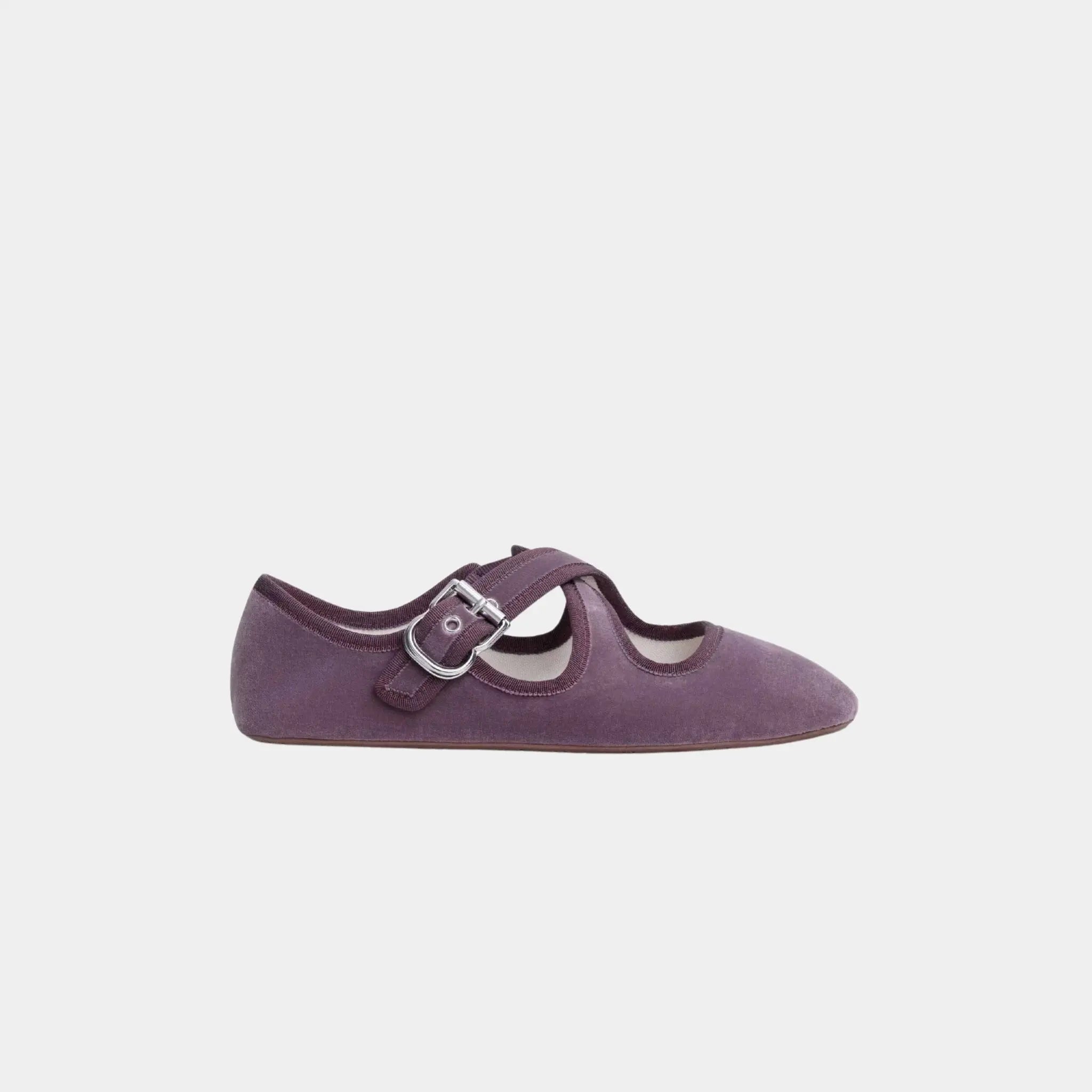 Criss Cross Ballet Flats in Velvet